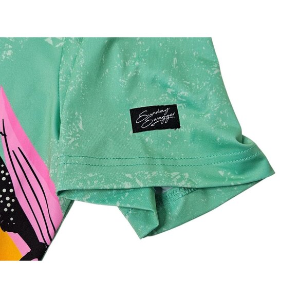 Sunday Swagger Tropical Polo Shirt Men's Large Colorful Green Performance Golf - Picture 6 of 12